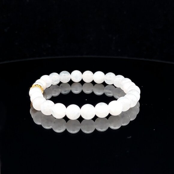 18K Gold Money Coin Ball Gemstones Birthstones Pearl Moonstone 6mm - Picture 5 of 6